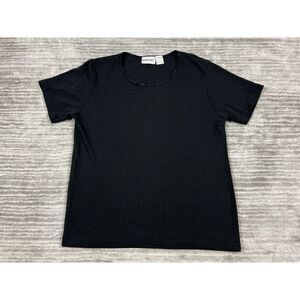 Fashion Bug Top Womens Large Black Shortsleeve Polyester Blend Casual